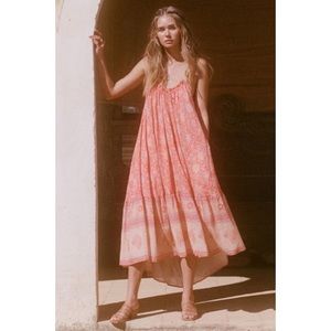 Spell & The Gypsy Boho Red Coral Love Story Midi Dress Size S